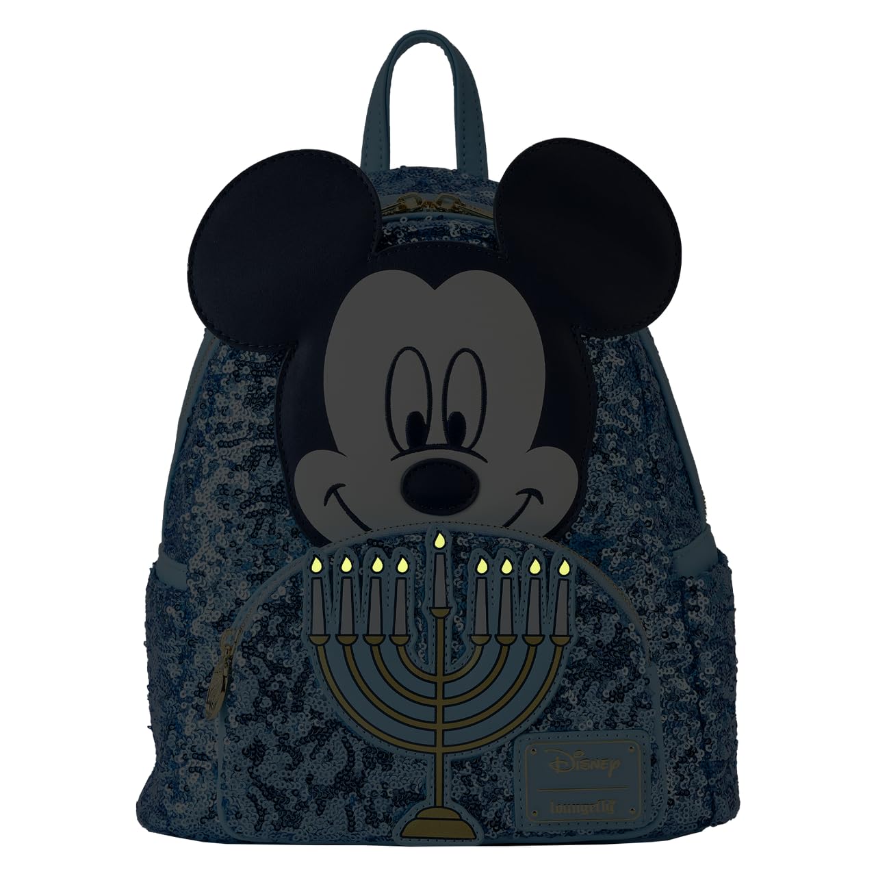 Loungefly Disney Mickey Mouse Hanukkah Sequin Glow Mini Backpack