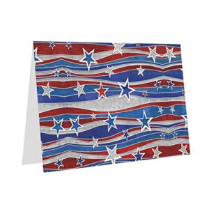 MQGMZ Patriotic Stars Strips Independence Day Print Holiday Greeting Cards Blank Note Cards With Envelopes For All Occasions Birthdays