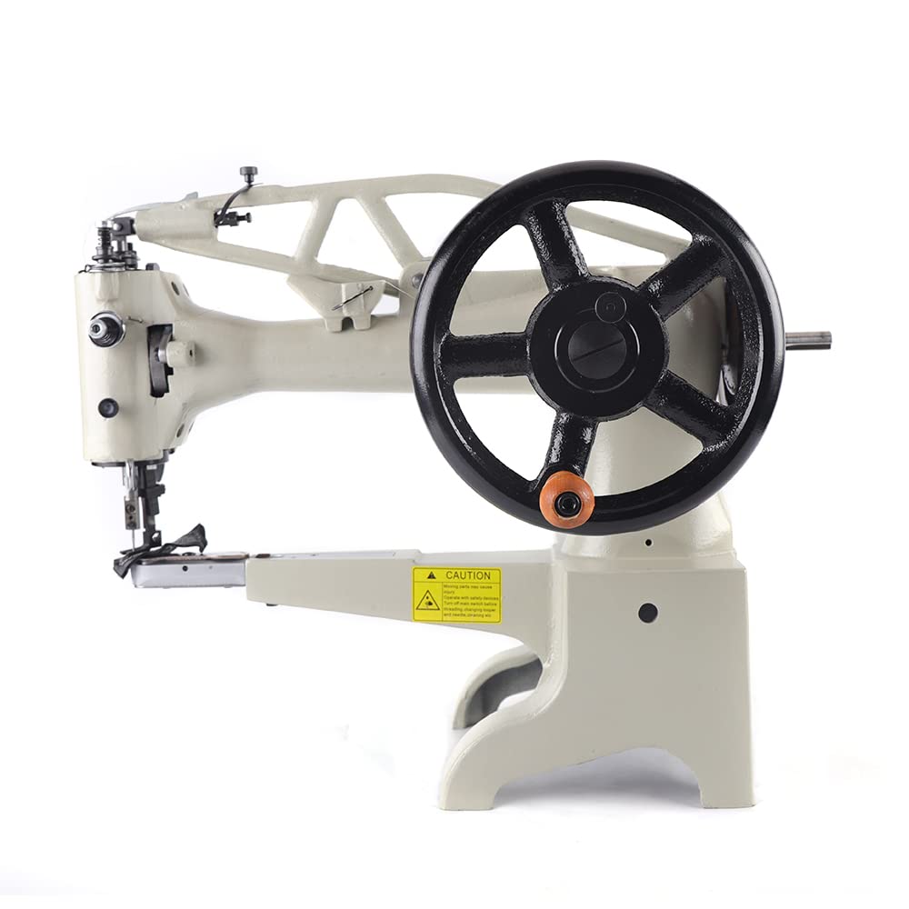 Leather Sewing Machine,DIY Manual Sewing Machine Heavy Duty Leather Commercial Sewing Machine,Cast Iron Sewing Machine for Sewing Thick Materials 16.93x7.87x16.93inch White