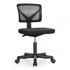 sweetcrispy armless desk chair - small home office chair with wheels, mesh low back task chair with lumbar support and wheels, adjustable height 360° rolling swivel computer chair without arm