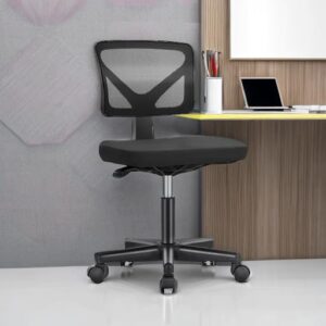 Sweetcrispy Armless Desk Chair - Small Home Office Chair with Wheels, Mesh Low Back Task Chair with Lumbar Support and Wheels, Adjustable Height 360° Rolling Swivel Computer Chair Without Arm