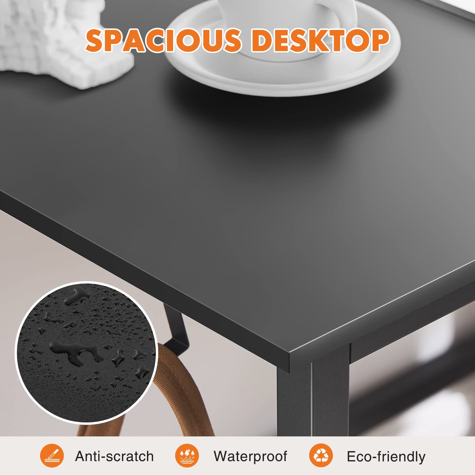 Sweetcrispy Desk- Computer Office Small 32 Inch Writing Study Work Modern Simple Style Wooden Table with Storage Bag & Iron Hook for Home, Bedroom - Black