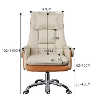 Home Office Desk Chairs, Swivel Chair Leather Home Reclining Office Chair, Comfortable Ergonomic Gaming Chair, Lift Swivel Chair (Color : White Orange, Size : Foot Pedal)