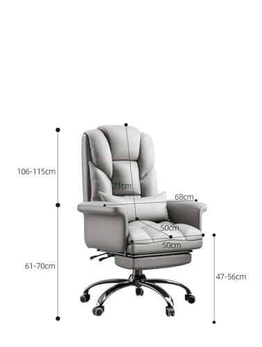 FrYsky Home Office Desk Chairs, Swivel Chair Leather Sofa Chair Reclining Leisure Chair Home Office Computer Lift Swivel Chair (Color : Off-White, Size : Foot Pedal)