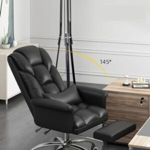 FrYsky Home Office Desk Chairs, Swivel Chair Leather Sofa Chair Reclining Leisure Chair Home Office Computer Lift Swivel Chair (Color : Off-White, Size : Foot Pedal)