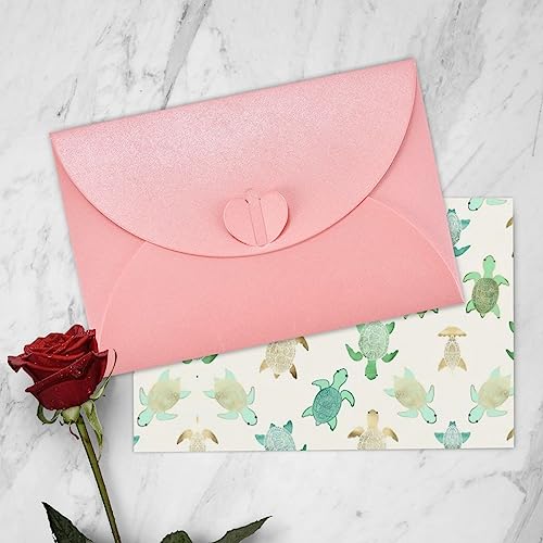 NEZIH Turtle Write Print Thank You Cards With Envelopes Classic Blank Thank Pearl Paper Greeting Card,