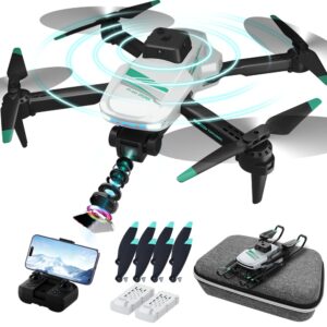 drone with 4k fpv dual cameras,rc aircraft quadcopter with headless,3d flips,one key start,3 speed adjustment,2 batteries 40 minutes of battery life, foldable drone for kids,adults,beginners,air pressure fixed height,christmas gift,automatic return,optica