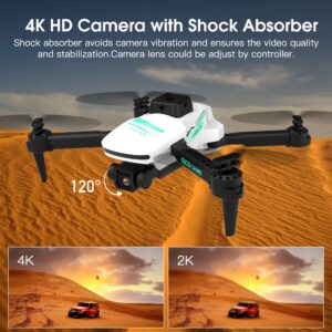 Drone with 4K FPV Dual Cameras,RC Aircraft Quadcopter with Headless,3D Flips,One Key Start,3 Speed Adjustment,2 Batteries 40 minutes of battery life, Foldable Drone for Kids,Adults,Beginners,Air Pressure Fixed Height,Christmas gift,Automatic Return,Optica