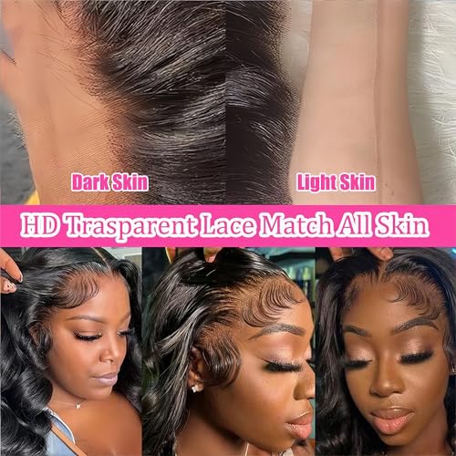 Smilulu 26 Inch 13x4 HD Lace Front Wigs Human Hair 180% Density Body Wave Lace Front Wigs Human Hair Pre Plucked 13x4 Hd Lace Frontal Wigs Human Hair Hd Lace Front Wigs for Black Women Human Hair