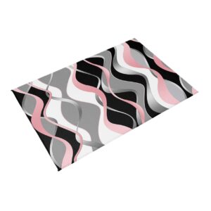 Pink Black Outdoor Rugs for 6'x9' Patios Clearance, RV Camping Mat Rug Portable Outside Rug Indoor Outdoor Area Rug Mat for Beach Deck Pool Geometric Contemporary Grey White Stripe