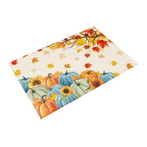 Thanksgiving Fall Outdoor Rugs for 5'x8' Patios Clearance, RV Camping Mat Rug Portable Outside Rug Indoor Outdoor Area Rug Mat for Beach Deck Pool Pumpkin Autumn Maple Leaves