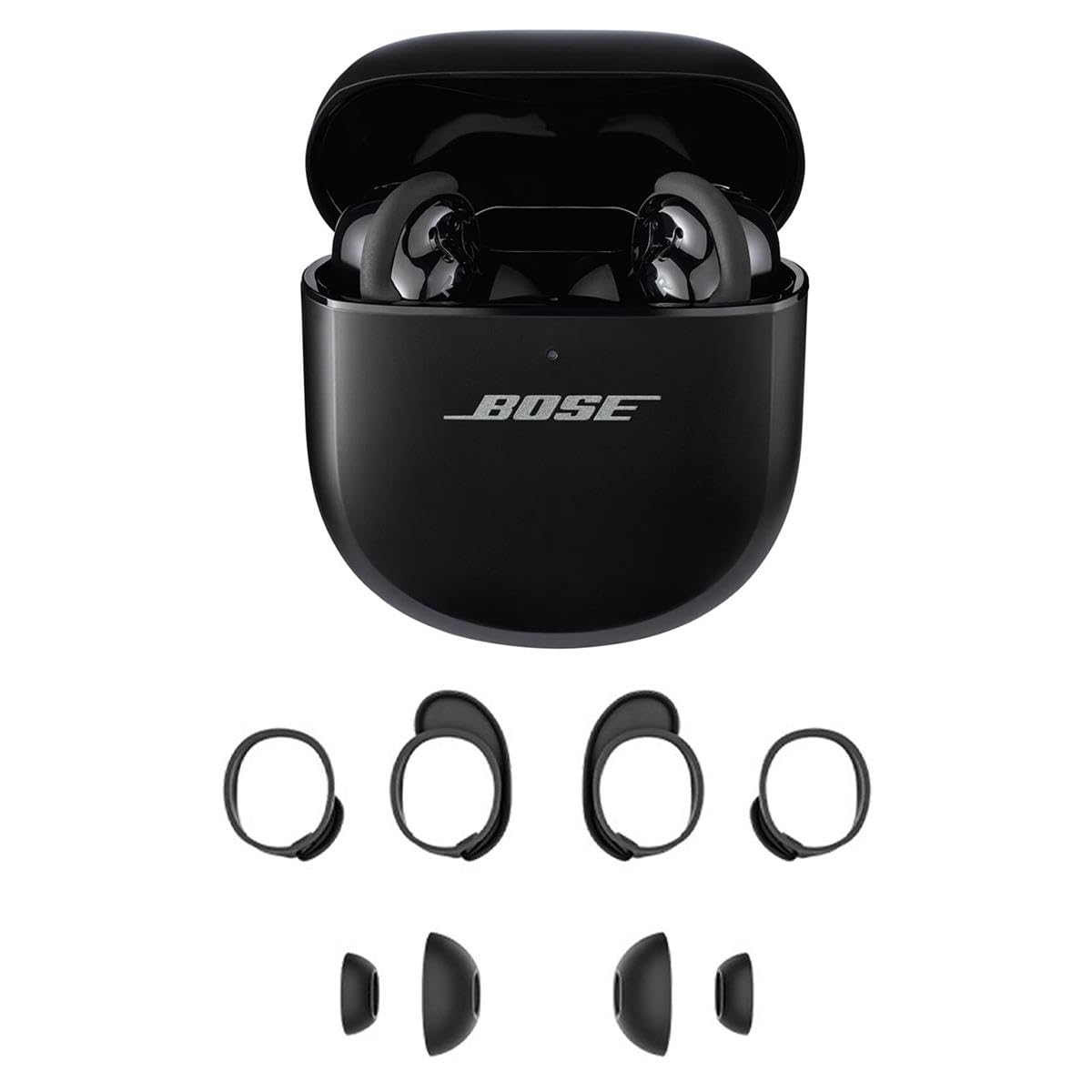 Bose QuietComfort Ultra True Wireless Bluetooth Adjustable Noise Cancelling Earbuds, Spatial Audio, Up to 6 Hours of Play Time, Black Bundle with Alternate Sizing Kit