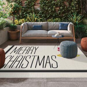 Christmas Outdoor Rugs for 4'x6' Patios Clearance, RV Camping Mat Rug Portable Outside Rug Indoor Outdoor Area Rug Mat for Beach Deck Pool Farmhouse Country Bell Stripes