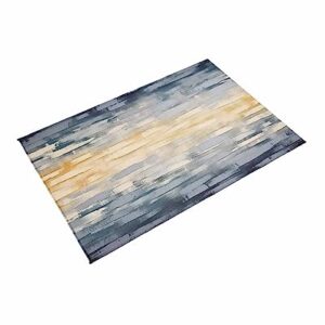 Yellow Painting Outdoor Rugs for 4'x6' Patios Clearance, RV Camping Mat Rug Portable Outside Rug Indoor Outdoor Area Rug Mat for Beach Deck Pool Contemporary Abstract Navy Blue Art