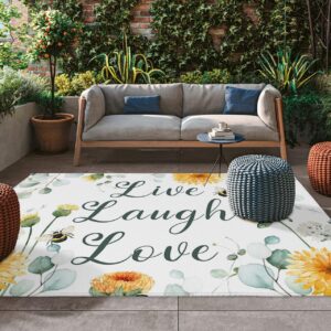 Green Eucalyptus Leaves Outdoor Rugs for 4'x6' Patios Clearance, RV Camping Mat Rug Portable Outside Rug Indoor Outdoor Area Rug Mat for Beach Deck Pool Aesthetic Floral Inspirational Quote