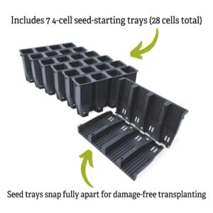 Gardener's Supply Company Deep Root Success | Self Watering Seed Starting Kit, 28-Cell Snap Apart for Easy Transplating | 4.75" Deep Cells, Growing Bin & Vented Humidity Dome