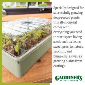 Gardener's Supply Company Deep Root Success | Self Watering Seed Starting Kit, 28-Cell Snap Apart for Easy Transplating | 4.75" Deep Cells, Growing Bin & Vented Humidity Dome