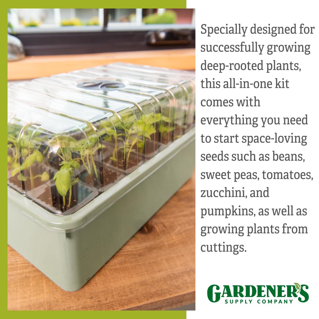 Gardener's Supply Company Deep Root Success | Self Watering Seed Starting Kit, 28-Cell Snap Apart for Easy Transplating | 4.75" Deep Cells, Growing Bin & Vented Humidity Dome