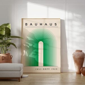 Green Bauhaus Wall Art Mid Century Modern Print, Minimalist Abstract Print, Vintage Bauhaus Exhibition Poster Retro Home Decor Unframed #605