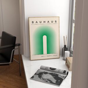 Green Bauhaus Wall Art Mid Century Modern Print, Minimalist Abstract Print, Vintage Bauhaus Exhibition Poster Retro Home Decor Unframed #605