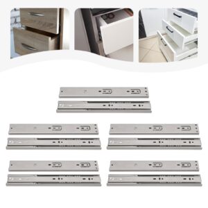 RustyVioum 12inch Heavy Duty Drawer Slides, 22lbs 5 Pairs Full Extension Side Mount Ball Bearing Drawer Rail for Cabinets Goods Shelves Tool Boxes Industrial Drawers (Stainless steel-5 Pairs, 12 Inch)