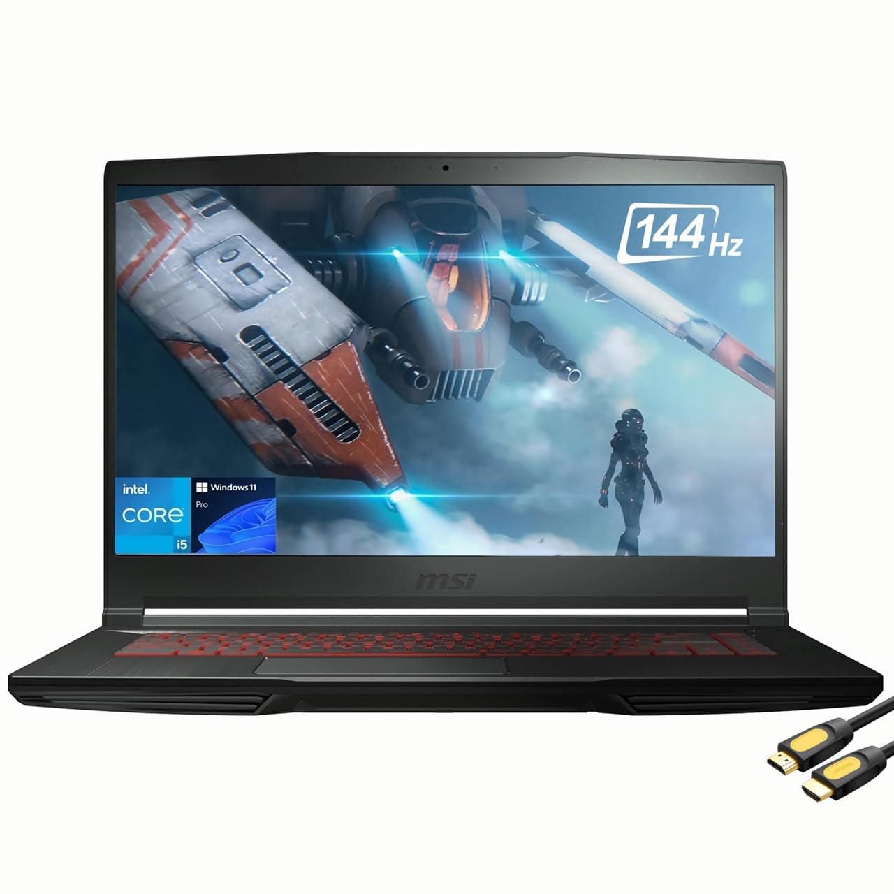 MSI GF63 Gaming Laptop, 15.6" FHD IPS 144Hz, Intel Core i5-11400H(6 Cores) up to 4.50GHz, GeForce RTX 3050, 64GB RAM, 2TB NVMe SSD, Thunderbolt 4, WiFi6, Backlit KB, SPS HDMI, RJ45, Win 11 Pro, Black