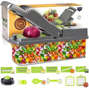 Vegetable Chopper, 14 in 1 Multi-functional Mandoline Pro Slicer/Grater with Container