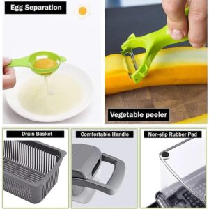 Vegetable Chopper, 14 in 1 Multi-functional Mandoline Pro Slicer/Grater with Container