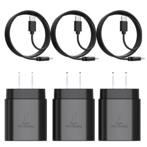 type c charger, 3 pack 25w pd usb c wall charger super fast charging block & 4ft android phone charger cable for iphone 15 samsung galaxy s23 s22 s21 s20 plus ultra, note 20 10 9 8/ s10 s9 s8 pixel
