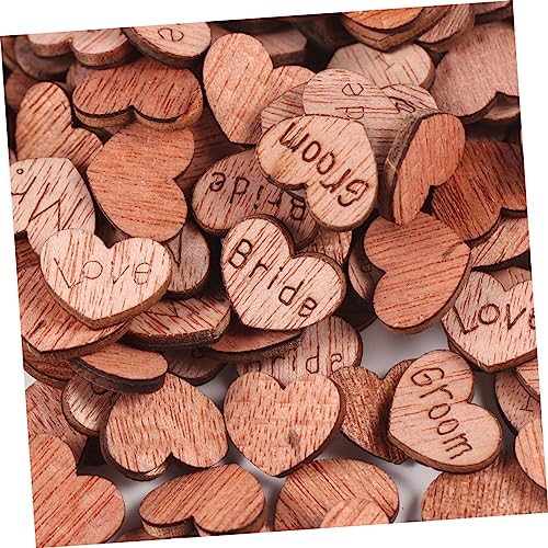 Abaodam 1000 Pcs Heart Wood Button Rustic Wedding Decor Wedding Party Supplies Heart Wood Slice Embellishments Heart Disc Heart Decor Heart Shape Patch Button Wooden Heart-Shaped Confetti