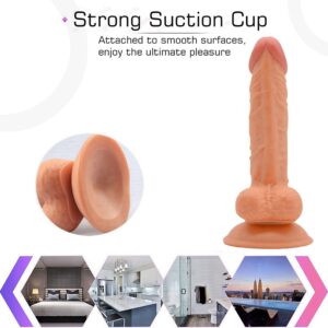 7.8 inches Flesh-Colored Silicone Strong Suction Cup for Hands-Free Realistic Classic Wand, Auxiliary Tools That Can Be Used to Couple's Night-Game (Flesh-Colored) for Women