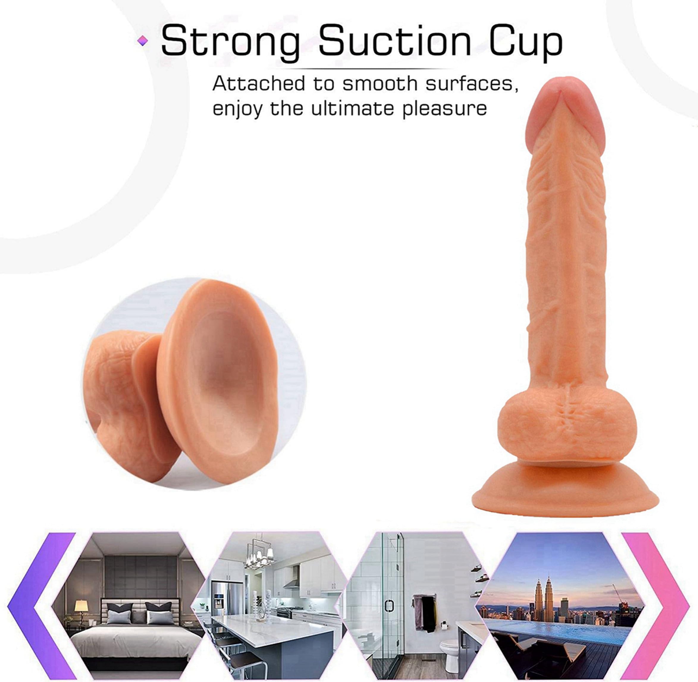 7.8 inches Flesh-Colored Silicone Strong Suction Cup for Hands-Free Realistic Classic Wand, Auxiliary Tools That Can Be Used to Couple's Night-Game (Flesh-Colored) for Women