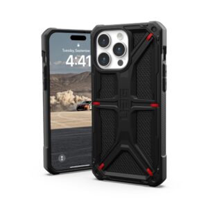 URBAN ARMOR GEAR UAG Designed for iPhone 15 Pro Max Case Monarch Kevlar Black 6.7" Bundle with UAG Paracord Lanyard Adjustable Wrist Strap Black