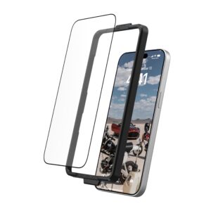 URBAN ARMOR GEAR UAG Designed for iPhone 15 Pro Max Case 6.7" Pathfinder Clear Ice/Silver Compatible with MagSafe Bundle with UAG Screen Protector Glass Shield Plus 6.7"