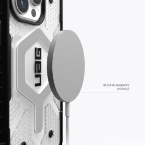 URBAN ARMOR GEAR UAG Designed for iPhone 15 Pro Max Case 6.7" Pathfinder Clear Ice/Silver Compatible with MagSafe Bundle with UAG Screen Protector Glass Shield Plus 6.7"