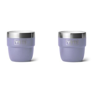 yeti rambler 4 oz stackable cup, stainless steel, vacuum insulated espresso/coffee cup, 2 pack, cosmic lilac