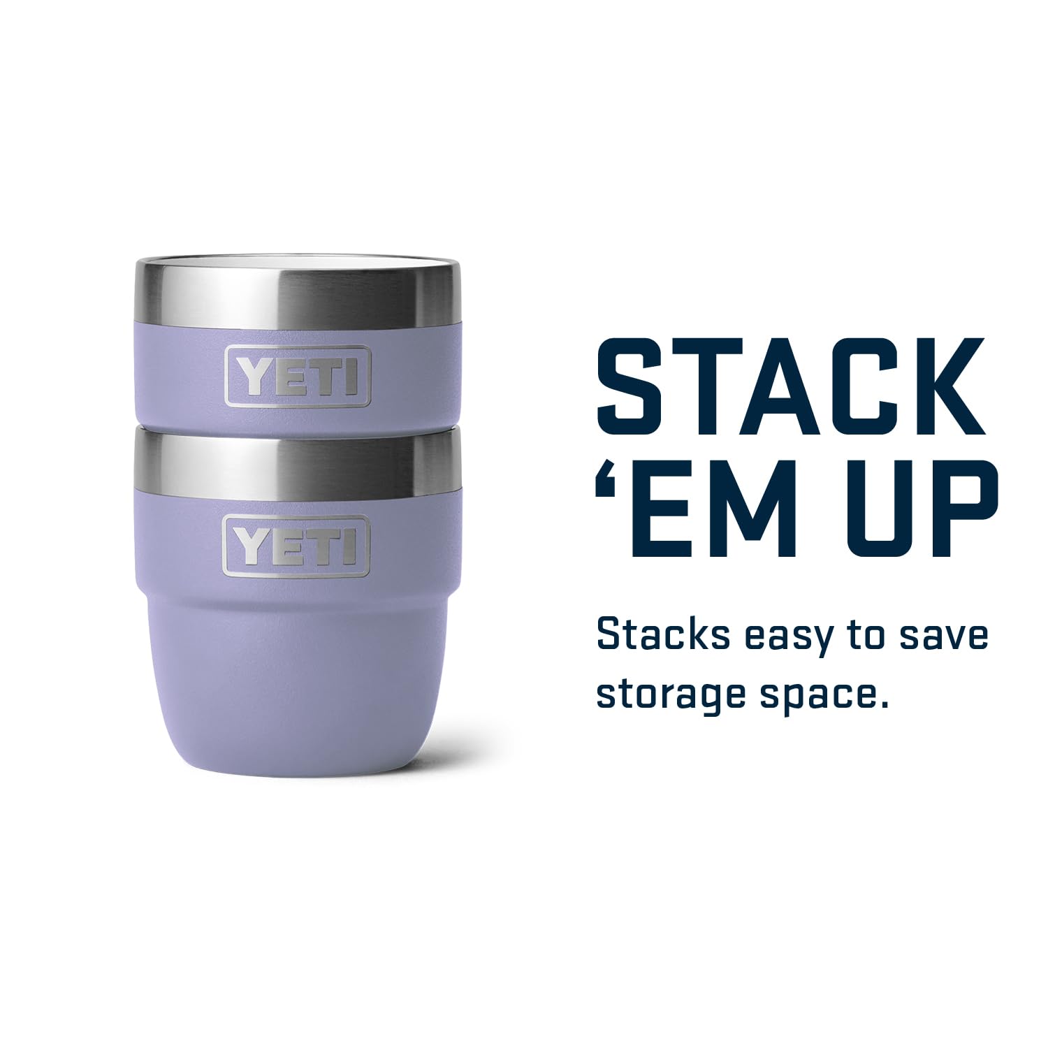 YETI Rambler 4 oz Stackable Cup, Stainless Steel, Vacuum Insulated Espresso/Coffee Cup, 2 Pack, Cosmic Lilac