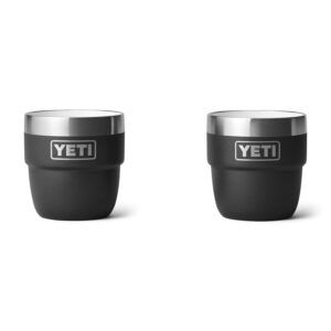 yeti rambler 4 oz stackable cup, stainless steel, vacuum insulated espresso/coffee cup, 2 pack, black