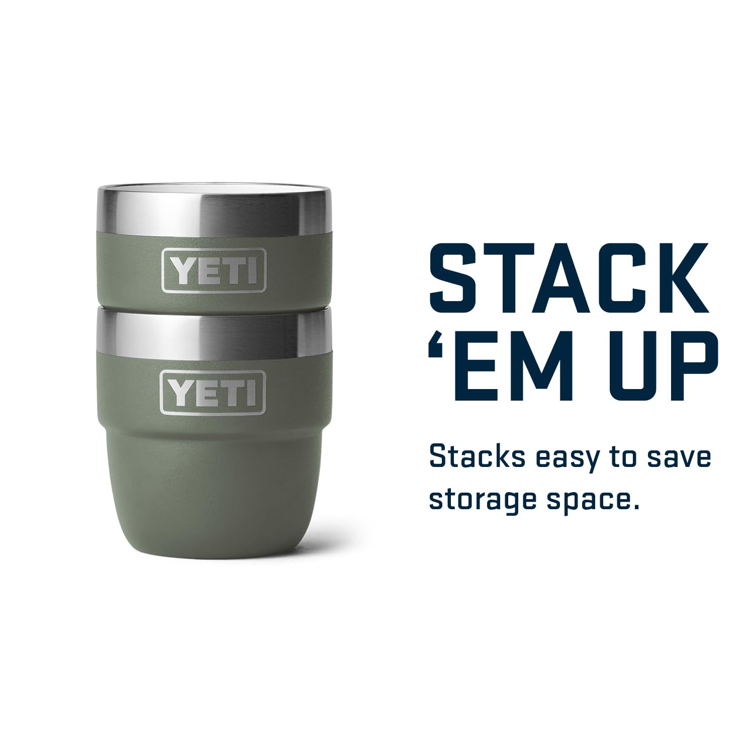 YETI Rambler 4 oz Stackable Cup, Stainless Steel, Vacuum Insulated Espresso/Coffee Cup, 2 Pack, Camp Green