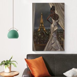 Posters & Prints Fashion African American Woman in Paris Oil Painting Poster Wall Art Paintings Canvas Wall Decor Home Decor Living Room Decor Aesthetic Prints 12x18inch(30x45cm) Unframe-style