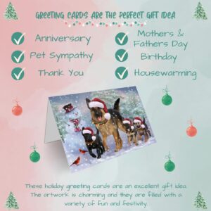 Christmas Running Dogs Holidays German Shepherd Dog Greeting Cards - Adorable Pets Invitation Cards with Envelopes - Pet Artwork Christmas Greeting Cards GCD2775 (1 Greeting Card)