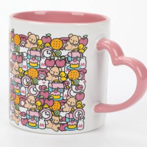 Bioworld Hello Kitty Mug with Pink Heart Shaped Handle - 16oz Ceramic Mug