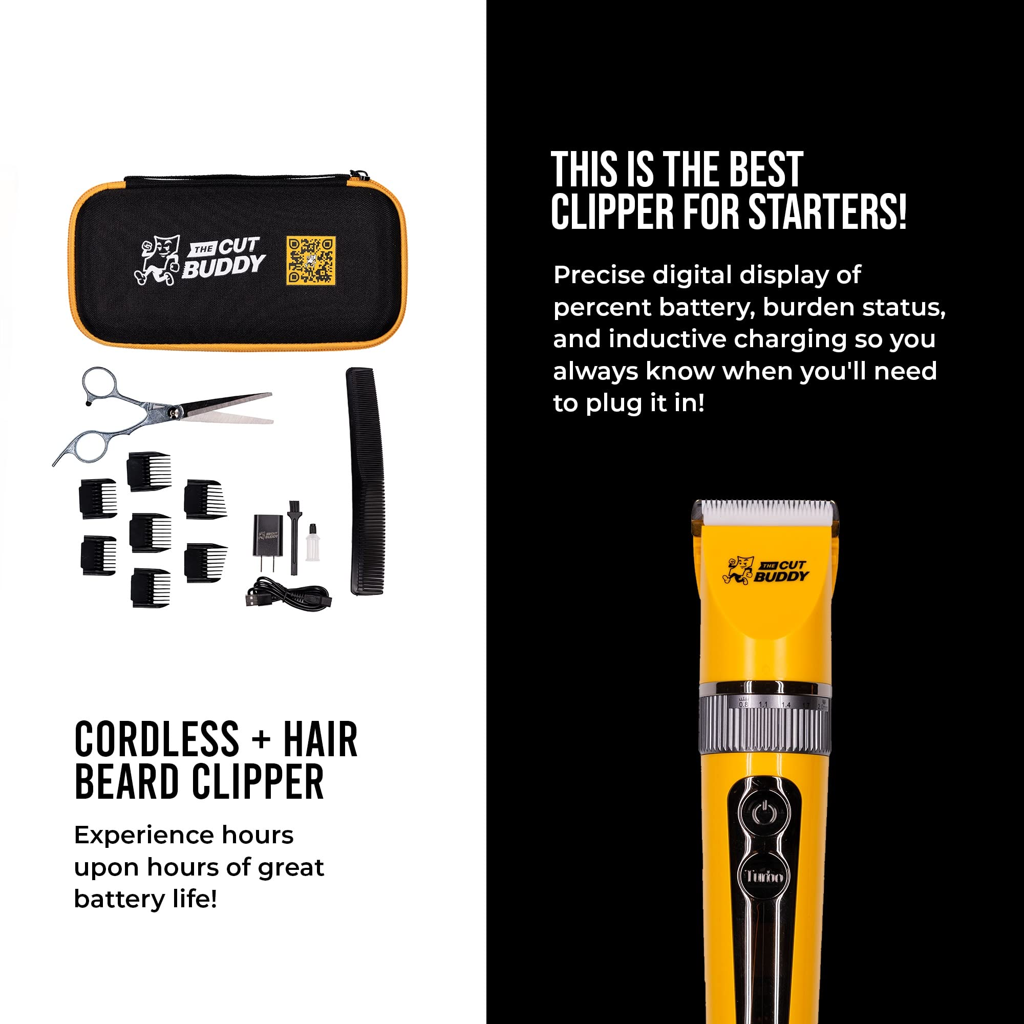 Mens Hair Clipper & Trim Buddy Cordless Trimmer | for Shaping & Edging Hairline + Beard | 23 Piece Bundle | The Cut Buddy