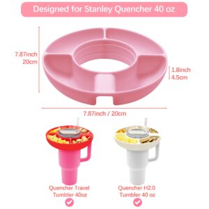 Snack Bowl for Stanley Cup, Silicone Snack Tray Compatible with Stanley Cup Quencher 1.0/2.0 40 oz Tumbler with Handle, Reusable Snack Ring for Home, Snack Container for Stanley Cup Accessories, Pink