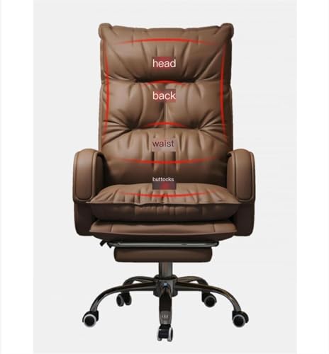 Home Office Desk Chairs, Swivel Chair Leather Computer Office Comfortable Home Ergonomic Swivel Chair (Color : White, Size : Foot Pedal)