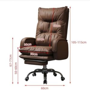 Home Office Desk Chairs, Swivel Chair Leather Computer Office Comfortable Home Ergonomic Swivel Chair (Color : White, Size : Foot Pedal)