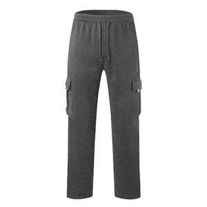 Men's Cargo Joggers Sweatpants Fleece Active Athletic Workout Jogger Sweatpants Loose Fit Drawstring Joggers Gym Running Pants Stretch Trousers Casual Pants with Multi Pockets Today