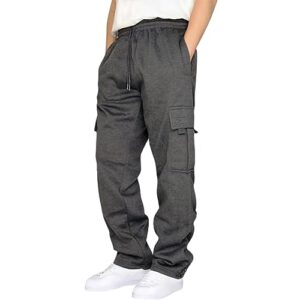 men's cargo joggers sweatpants fleece active athletic workout jogger sweatpants loose fit drawstring joggers gym running pants stretch trousers casual pants with multi pockets today