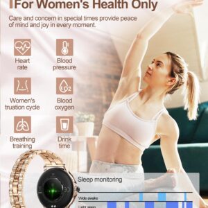 Smart Watches for Women (Answer/Make Call) with Diamonds, 1.3”HD Screen Bluetooth Smartwatch for Android iOS Phones, IP68 Waterproof Fitness Activity Trackers with Heart Rate/SpO2/BP/Sleep Monitor