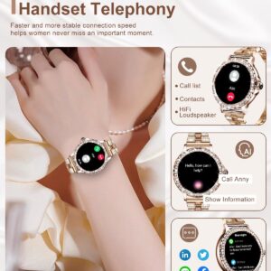 Smart Watches for Women (Answer/Make Call) with Diamonds, 1.3”HD Screen Bluetooth Smartwatch for Android iOS Phones, IP68 Waterproof Fitness Activity Trackers with Heart Rate/SpO2/BP/Sleep Monitor